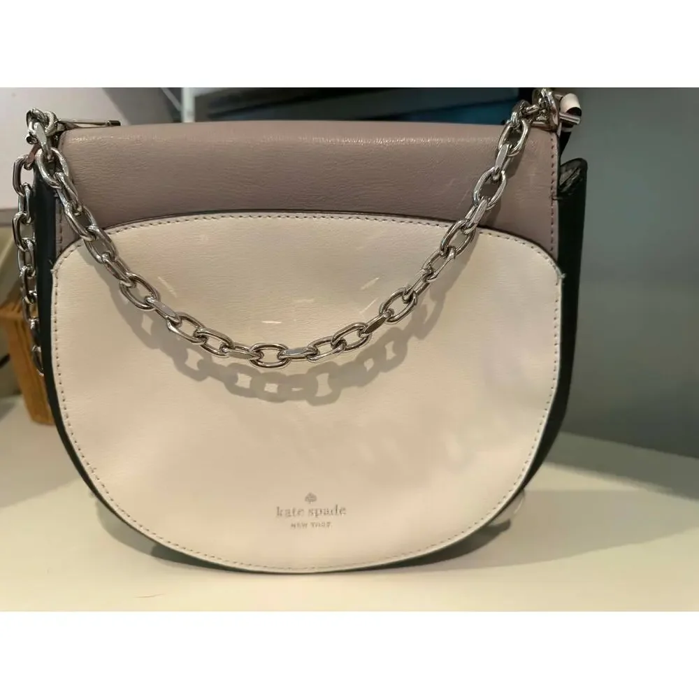 KATE SPADE Nicola Bicolor Twistlock Medium Flap Shoulder Bag Purse